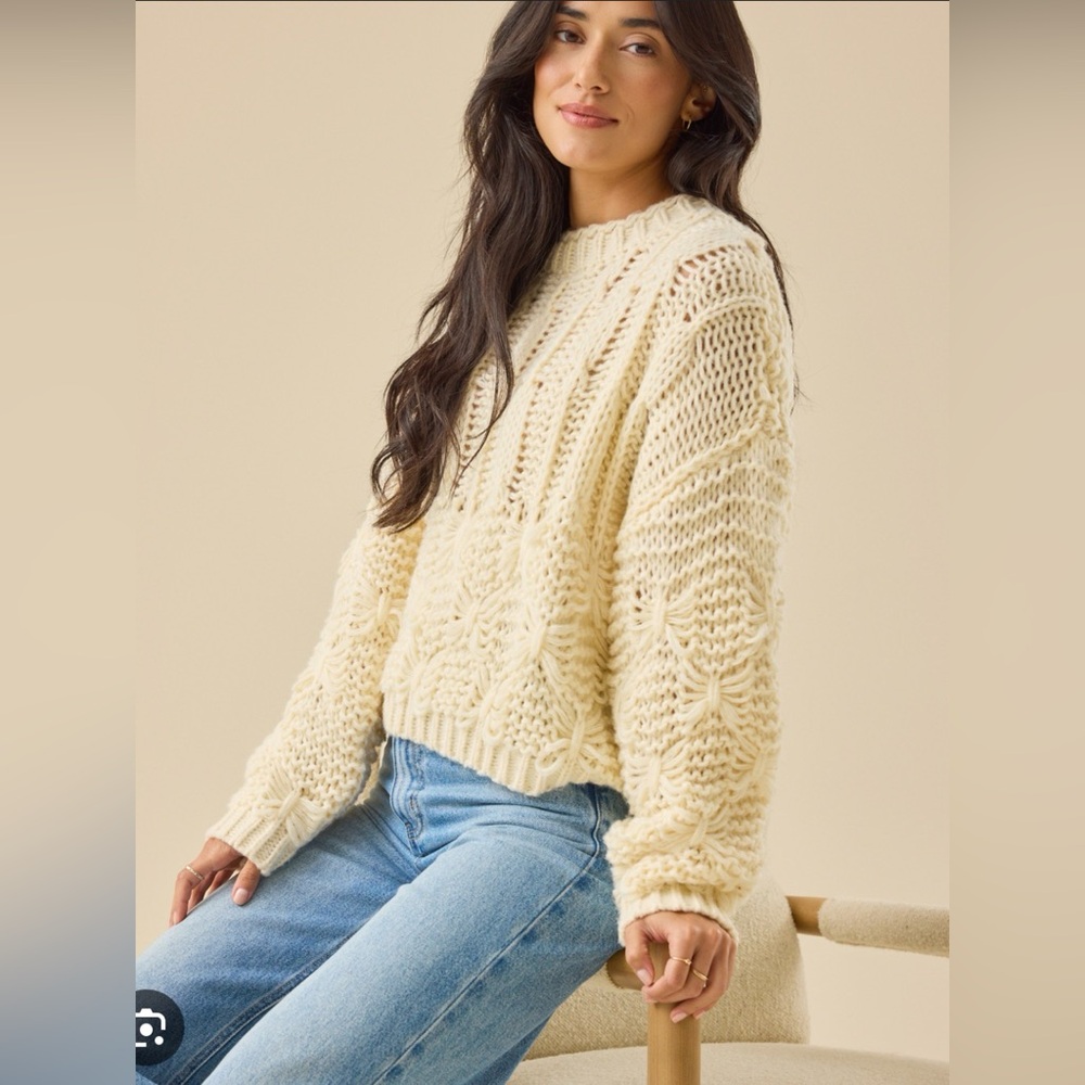 Altar'd State Cream Knit Sweater - Picture 2 of 7